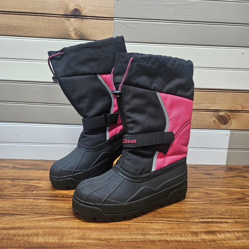 LL Bean Kids Snow Boots Pink Black Waterproof Insulated Winter 238064 Size 6